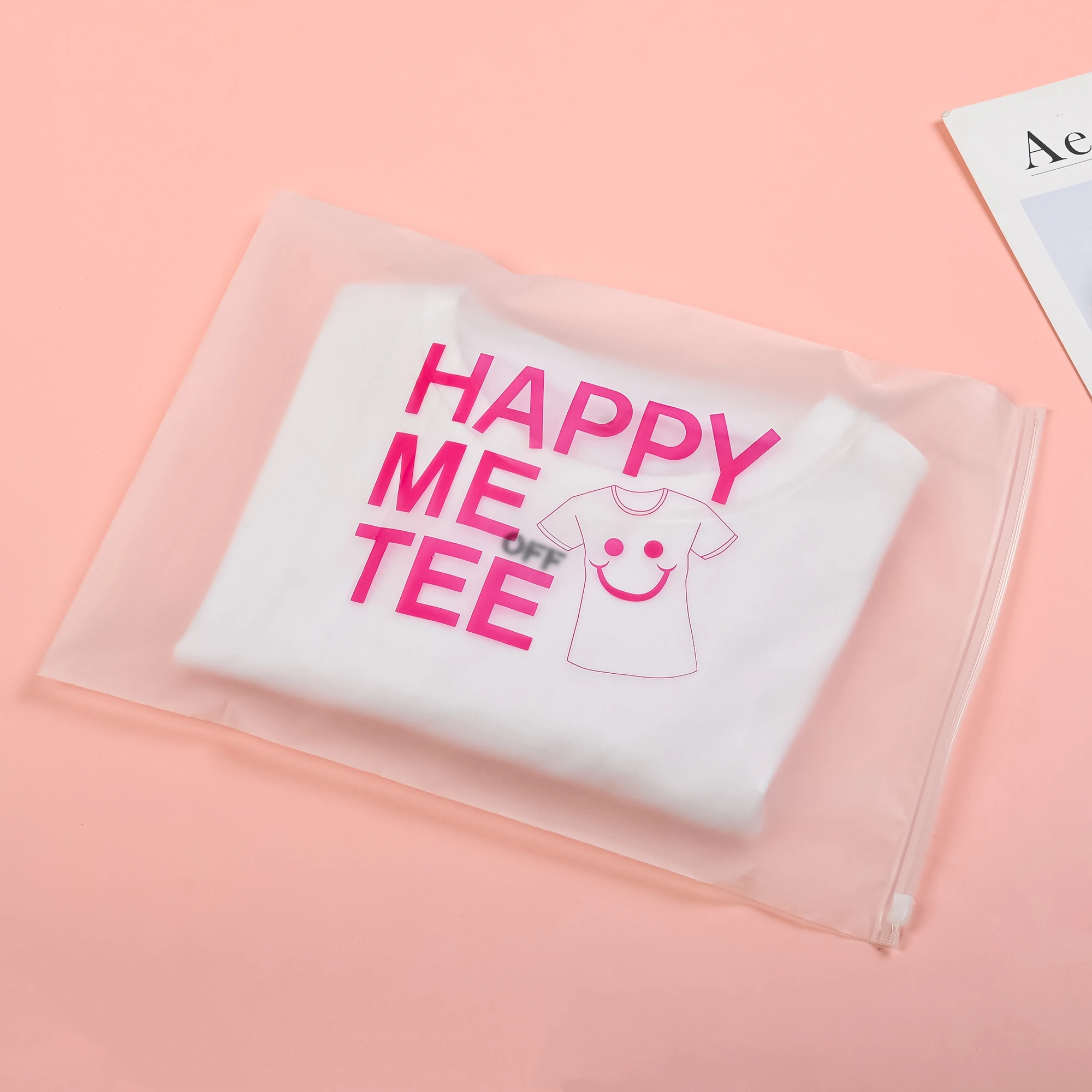 Customized Logo Design Printing Packaging Clothing Frosted Ziplock Bag Plastic Zipper Bag