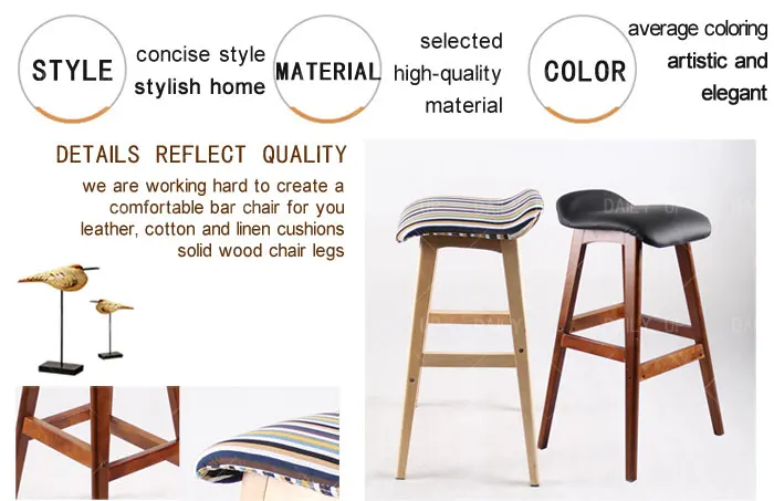 Wholesale High Bar Stool Nordic Wooden Chair With Footrest PU Leather And Fabric Square Stool For Kitchen Dining And Counter