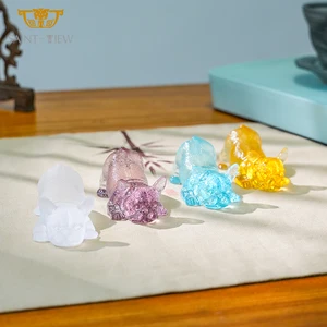 Handcrafted Purple Glass Dog Figurine Artistic Ornament Home Decor Piece Gift for Dog Lovers