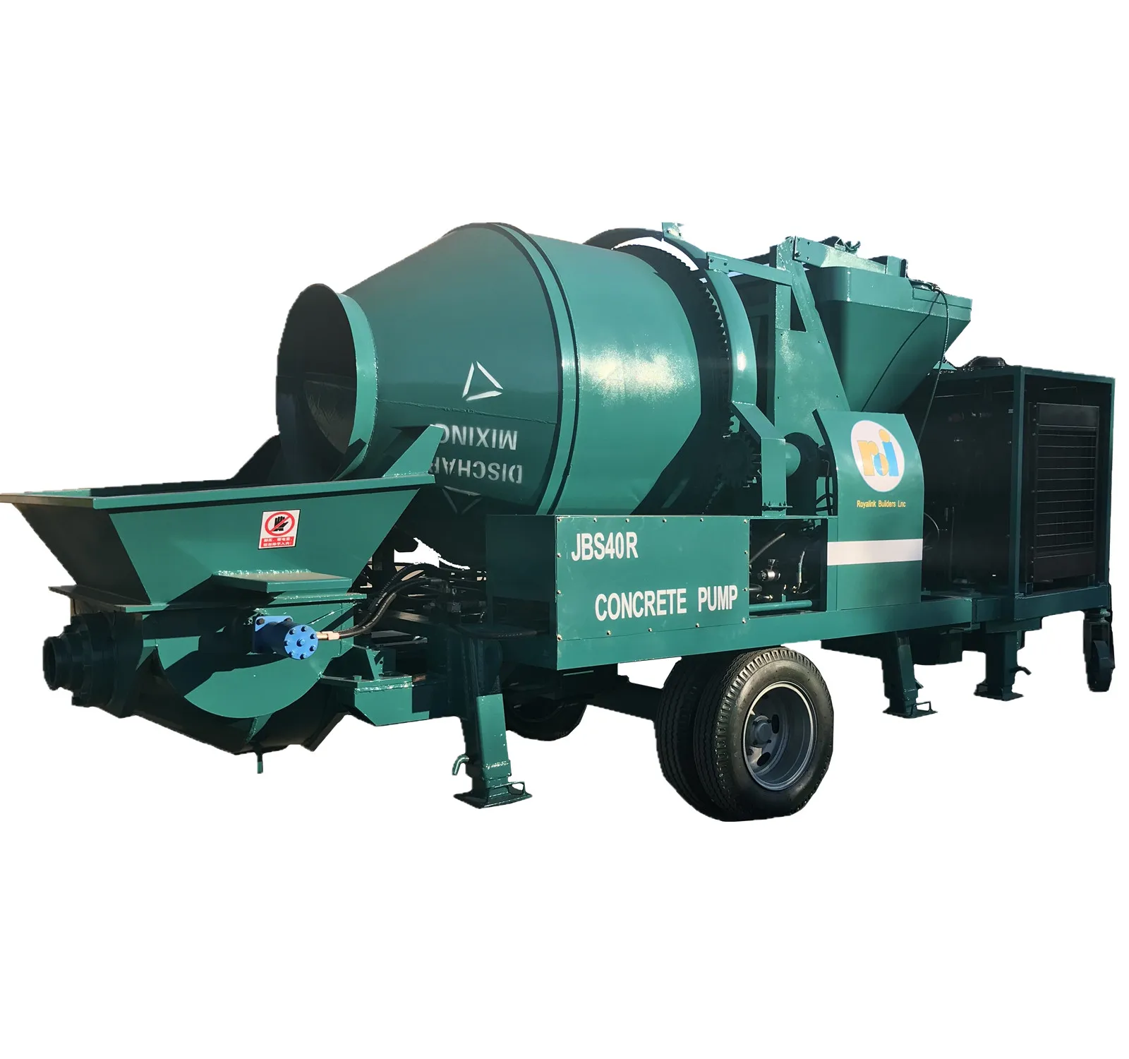 Hydraulic S Valve Concrete Pump with Mixer Drum in Construction Site