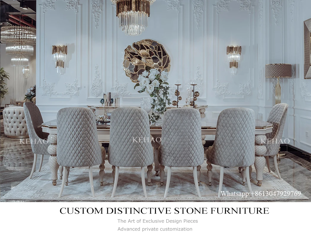 High End Dining Room Furniture Carve Wooden Legs Antique Dining Table