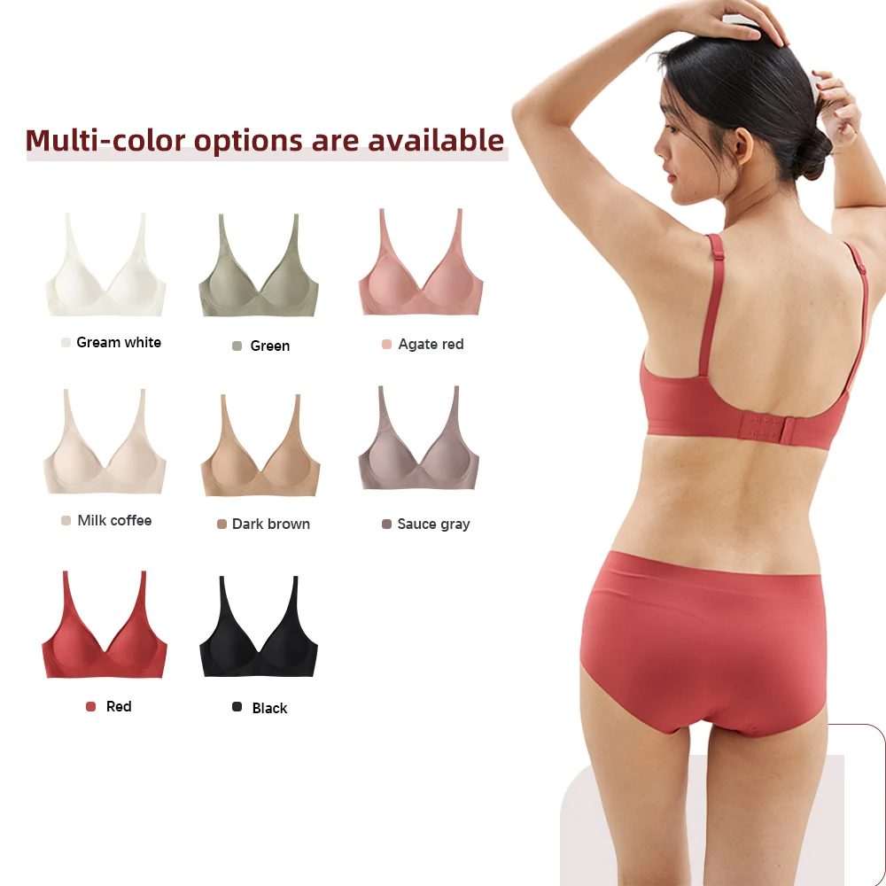Women's Deep V Sleep Bralette Non-Marking Soft Jelly Strip Support Breathable Push-Up Thin Cup Ladies Girls Bra