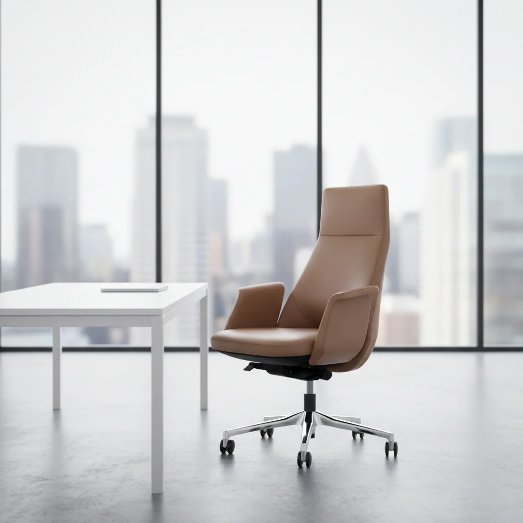 Luxury Modern Ergonomic Leather Executive Office Chair with Aluminium Base 2