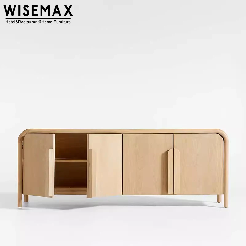 Wisemax Japandi Media Console Tv Stand Cabinet For Living Room Solid ...