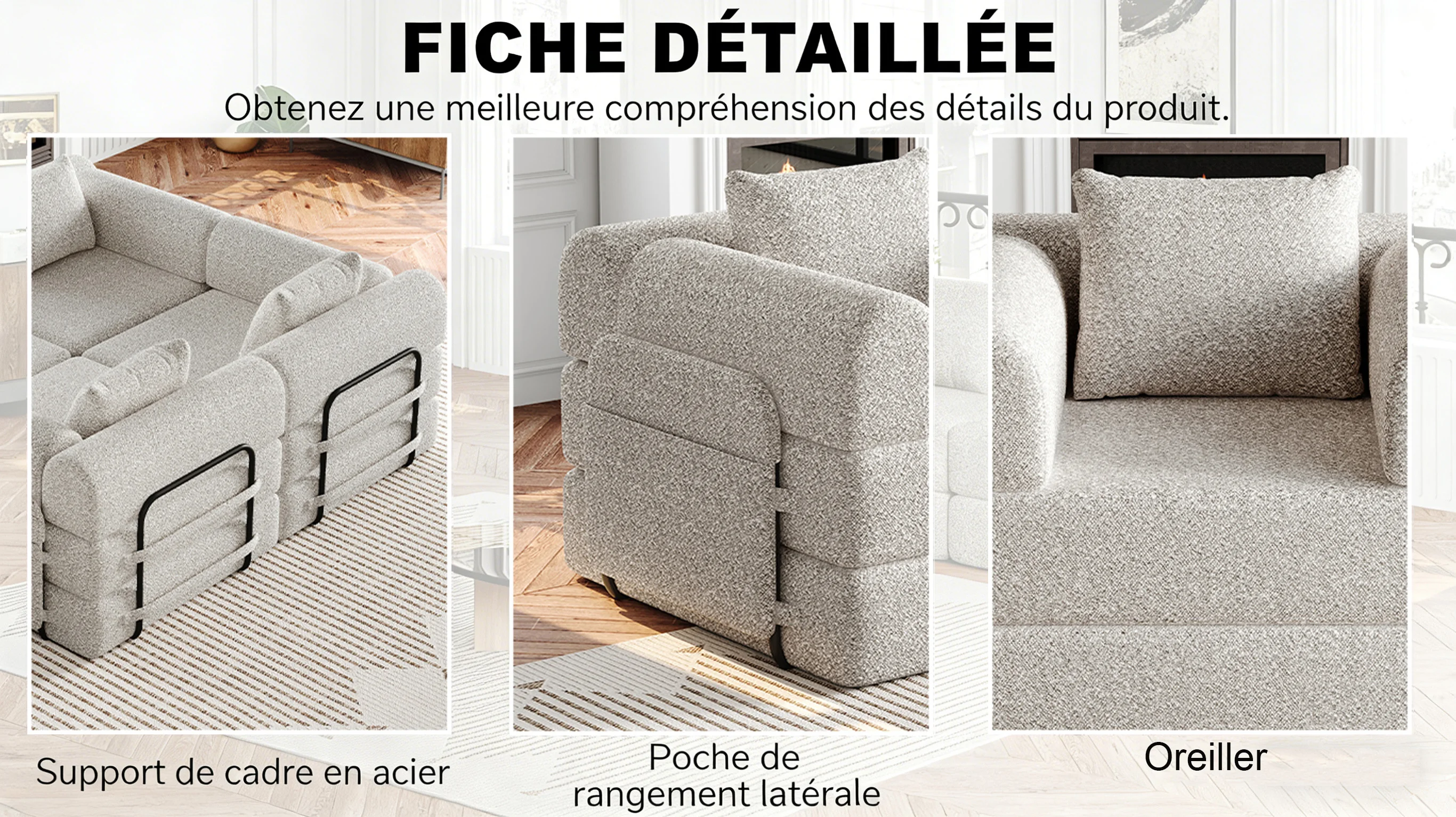 Canapé cadre en acier stabilité