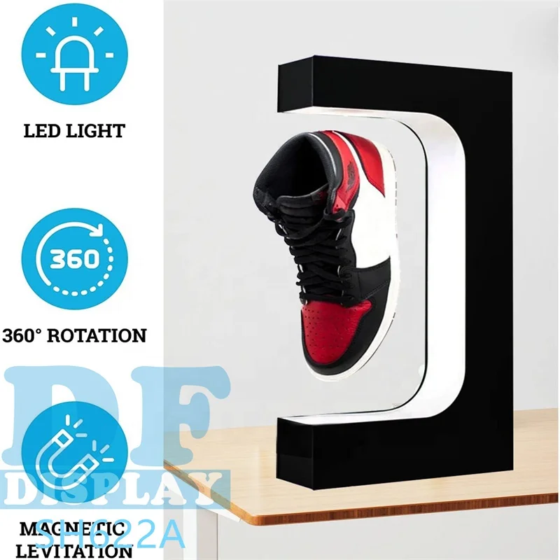 Shoes Display for Retail Shop Levetating Shoe Display Sneaker Stand Holder Rotation Acrylic Rack With LED