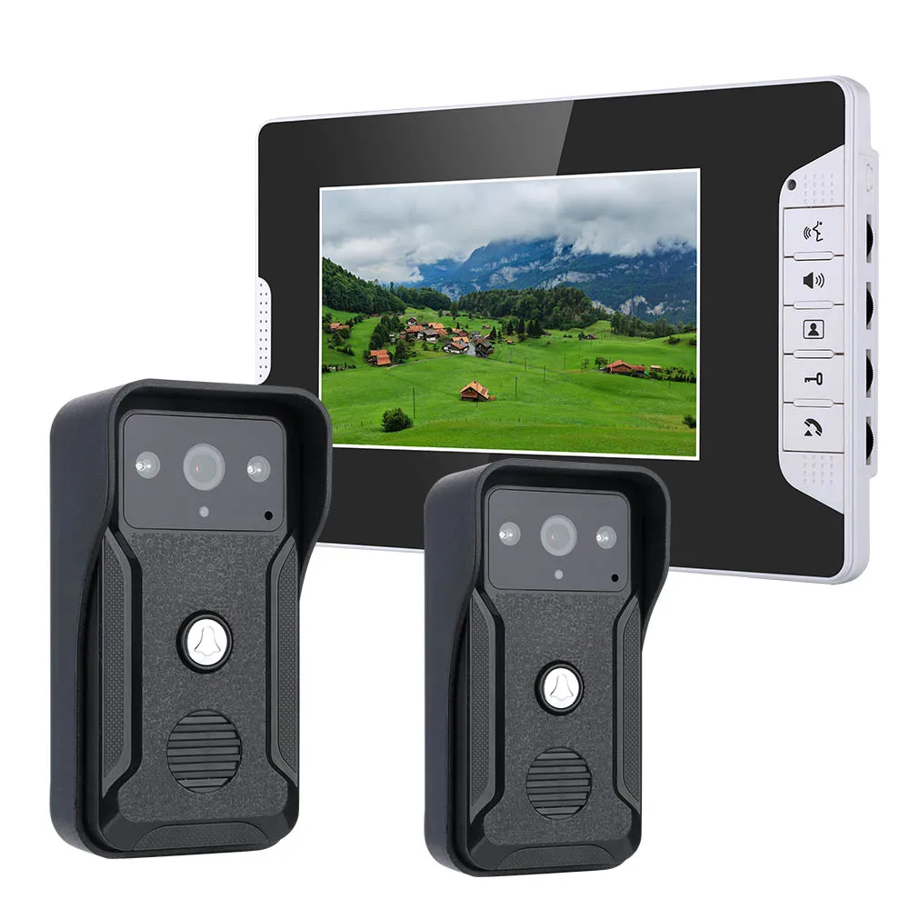 7" LCD Screen Audio Intercom Doorbell 1000TVL Video Camera Night View Waterproof
