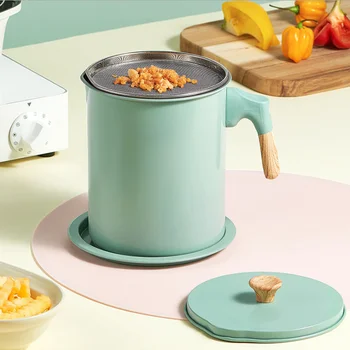 Récipient pour graisse de bacon domestique de 1,4 L/1,7 L, bidon de stockage d'huile de cuisson avec passoire-antiadhésif pour une coulée facile-pot de passoire à huile