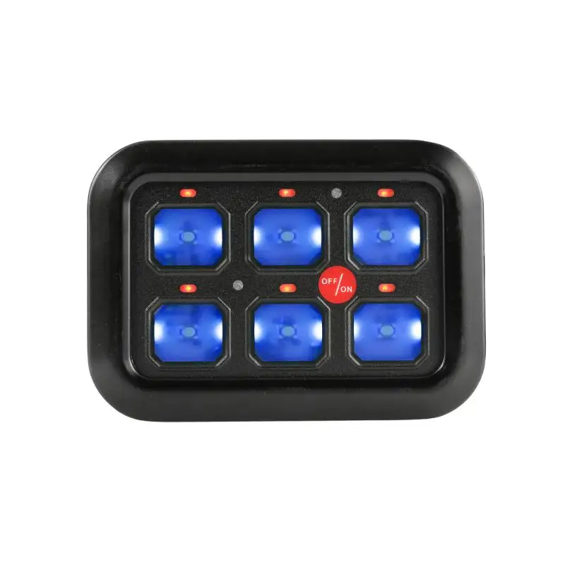 6 Gang Dimmable 12V LED Switch Automotive Light Button Switch Panel Relay System Control Box
