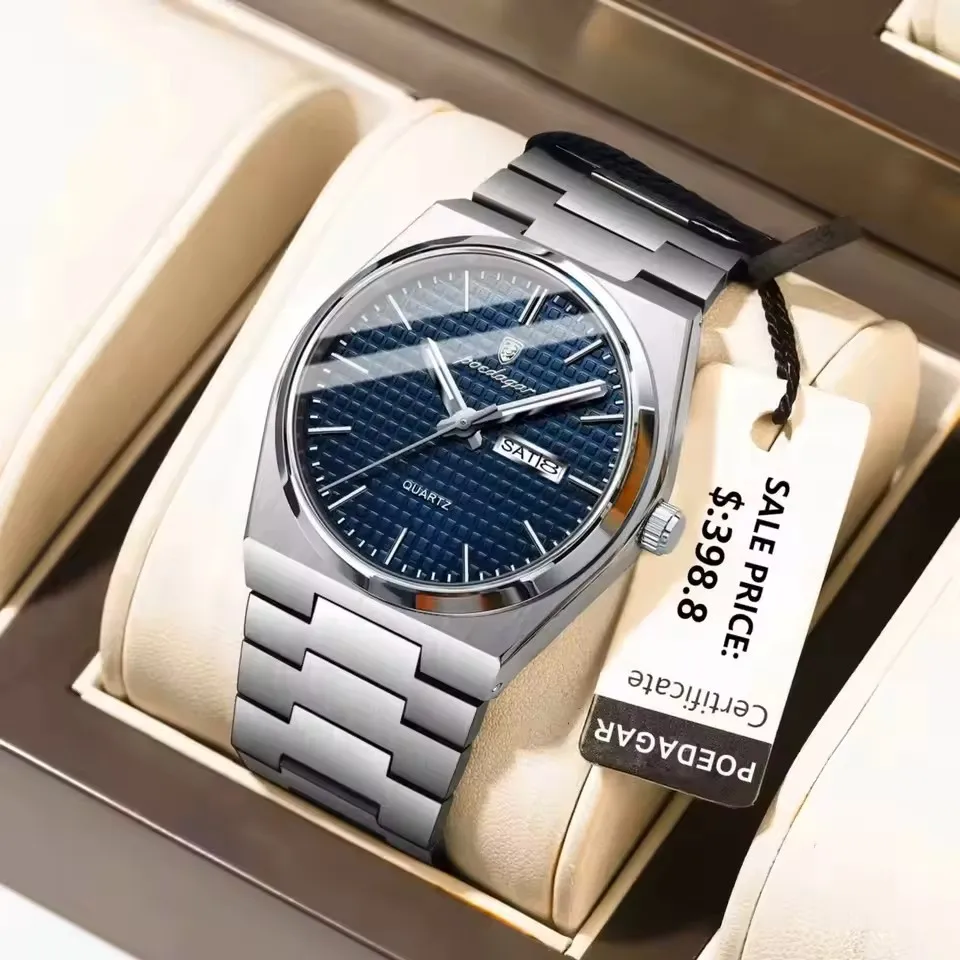 For Men's Stainless Steel Quartz Watch 821 Luxury Charm Oval Case Waterproof Week Displa aperçu 3