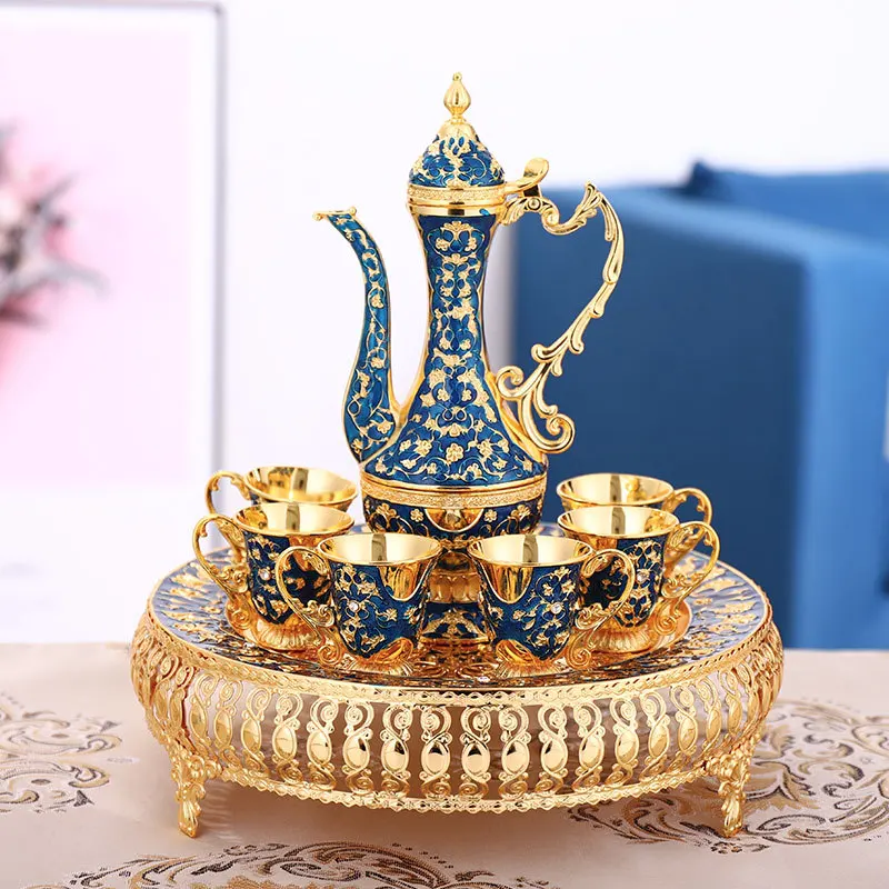 Factory Wholesale Luxury Ramadan Gifts Red Tea Cup Set With Tray