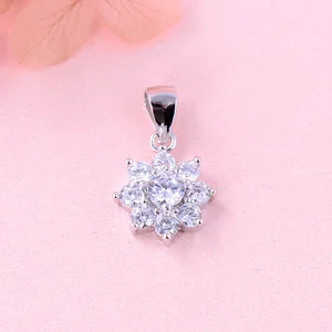 Popular Jewelry 3A Cubic Zirconia Rhodium Plated Pendants Fancy Snowflake 925 Sterling Silver Pendant