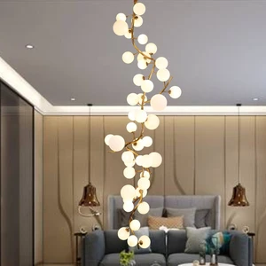 Custom Lamps Glass Ball Modern Chandelier Staircase Chandelier Villa High Ceiling Exhibition Hall Pendant Light Kronleuchter