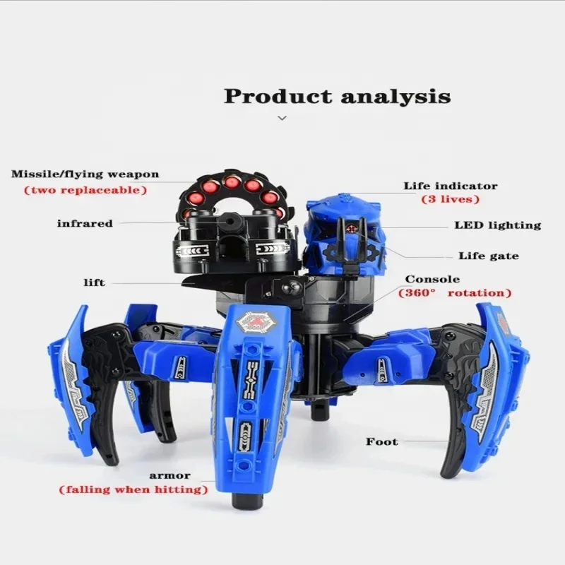 2.4G Electric Remote Control Spider Robot Gravity Sensing Rc Intelligent Fighting Robot DIY Shooting Game with Double weapon Toy