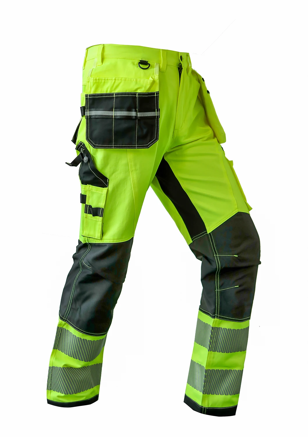 Pantaloni da Lavoro di Sicurezza da Uomo ad Alta visibilità con Nastro Fluorescente Riflettente ad Alta visibilità Abbigliamento da lavoro Pantaloni da Lavoro con Tasche Laterali ad Alta visibilità