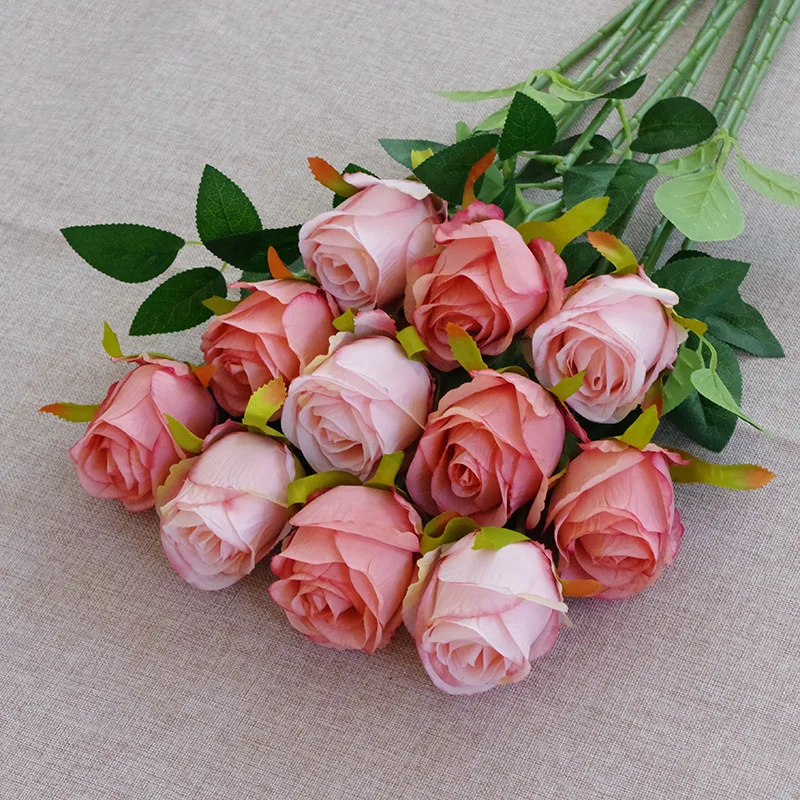 Wholesale Silk Flowers Artificial Long Stem White Roses Silk Christmas