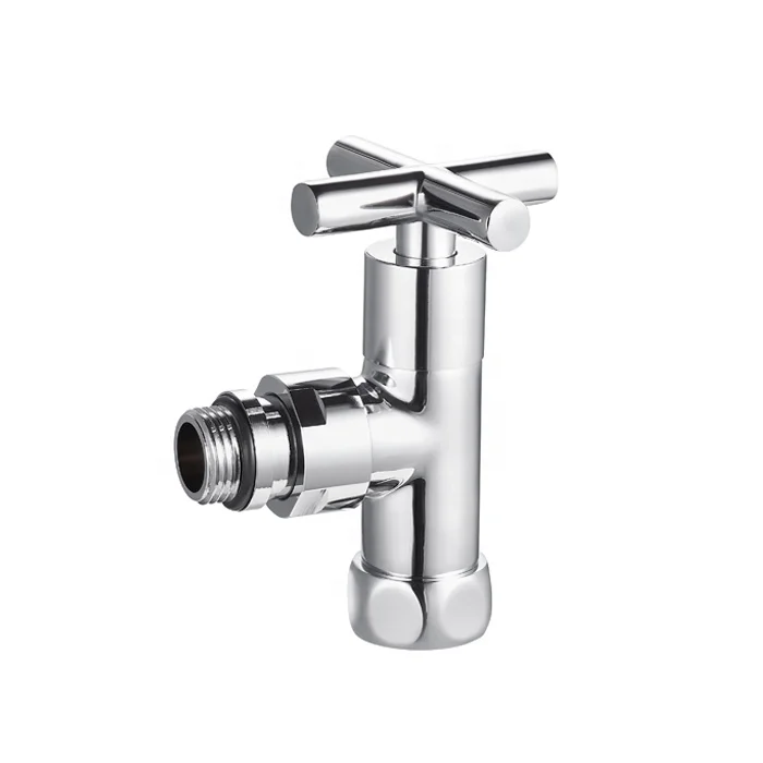 Brass Angled Radiator Valve With Cross Handle for Bathroom Towel Rail BJ22003-J