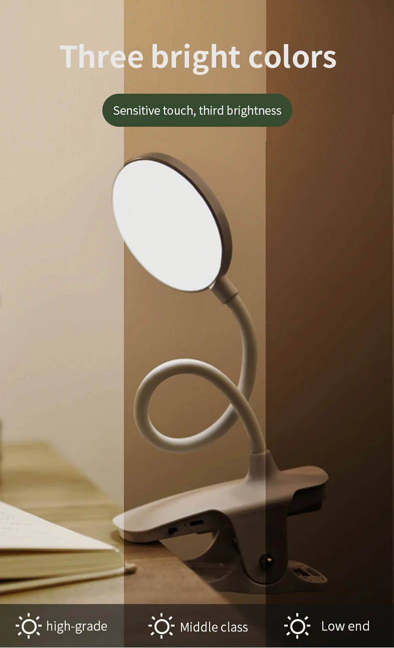 Cold light minimalist led reading desk lamp bedroom desk lamp desktop study creative clip small table lamp