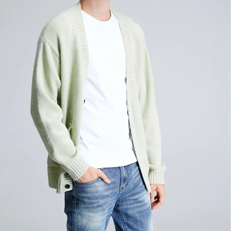 High Quality Solid Color Top Simplicity Thick Coat Autumn Button Fashion new Long Sleeve Knit Wool Sweater Mens Cardigan