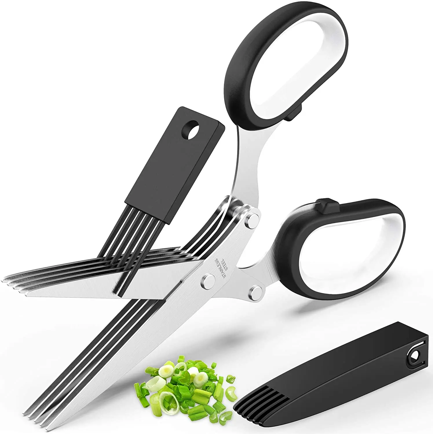 Herb Scissors, Kitchen Shears with 5 Blades and Cover, Multipurpose Cutting  Herb Stripper, Kitchen Shears Dishwasher Safe, Kitchen Scissors for