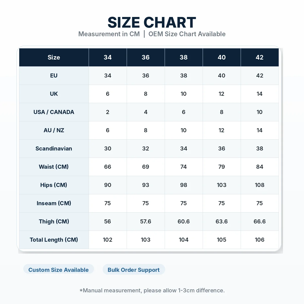 Size chart