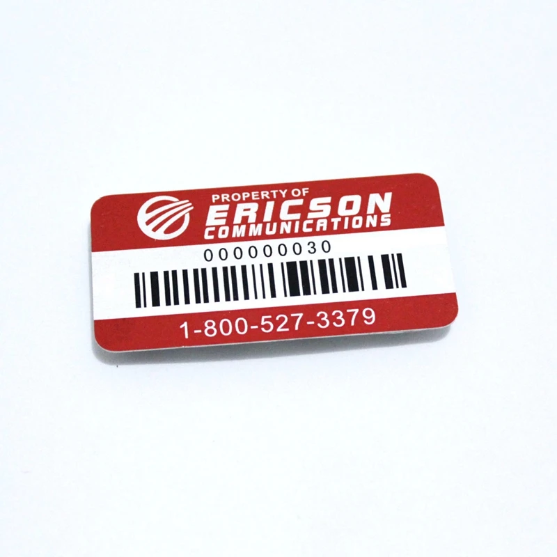Custom Metal Property Asset Tag Bar Code Serial Numbers 3m Self