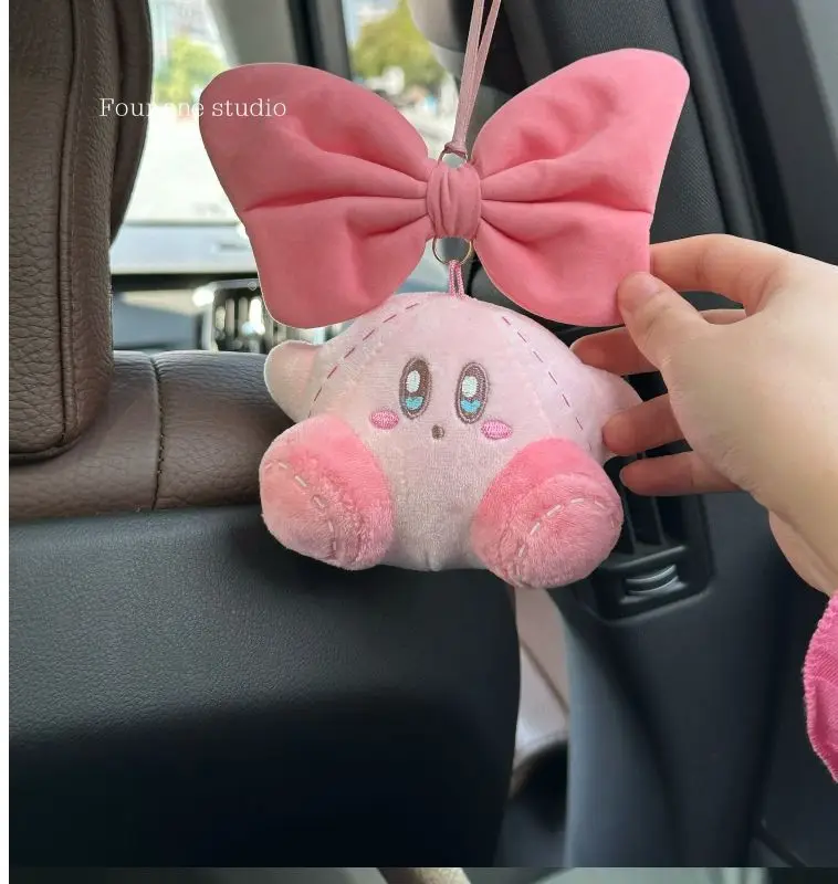 Cute Kawaii Pink Bow Kirby Plush Keychain Car Pendant Doll Game Kirby ...