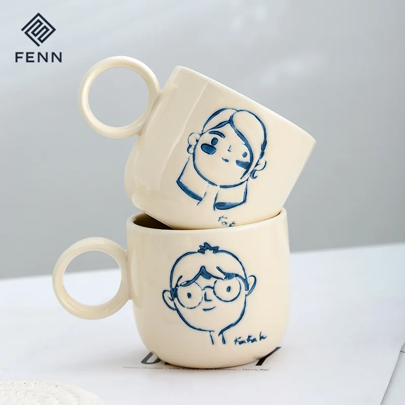 Personalized water mugs handmade head portrait hand-painting coffee mug ceramic mug for household