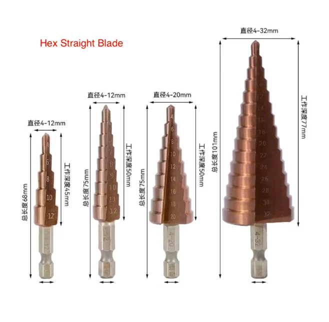 Oumefar Step Drill Bit 3-12mm - High Speed Steel Cobalt Hole Cutter