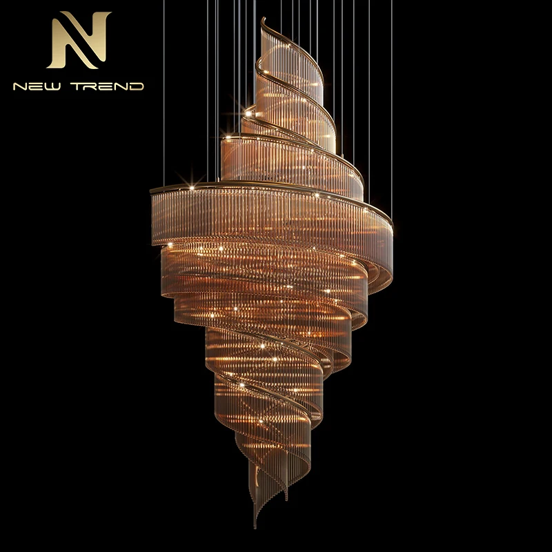 CPL-355 Contemporary Style Custom Indoor Decoration Hotel Hall Villa Staircase Led Chandelier Light