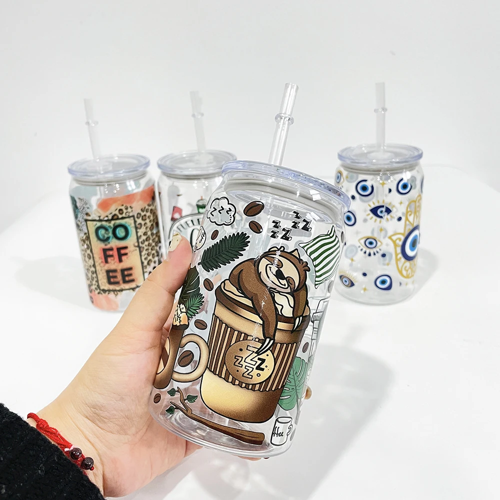 Wholesale Bulk 16oz Plastic Soda Can Recyclable Acrylic Can Beer Glass  Unbreakable Tumbler with Plastic Lid for UV DTF Wraps