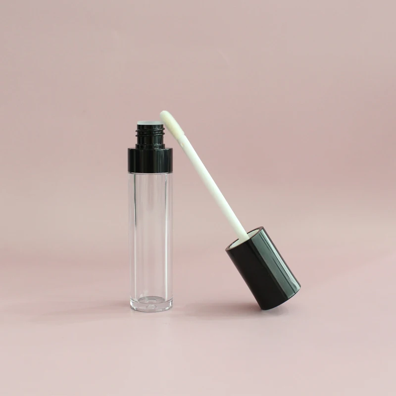 Cosmetic Tubes Black Lip Gloss Containers Tube 7ml Customized Lipgloss Packaging Round Shape Plastic Tube For Cosmetic LG-065