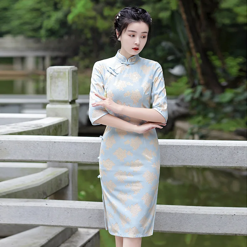 Graduation Ceremony Girls Cheongsam Banquet Performance Classical Slim Fit Dress Student Women Elegant Short Lace Dresses Qipao
