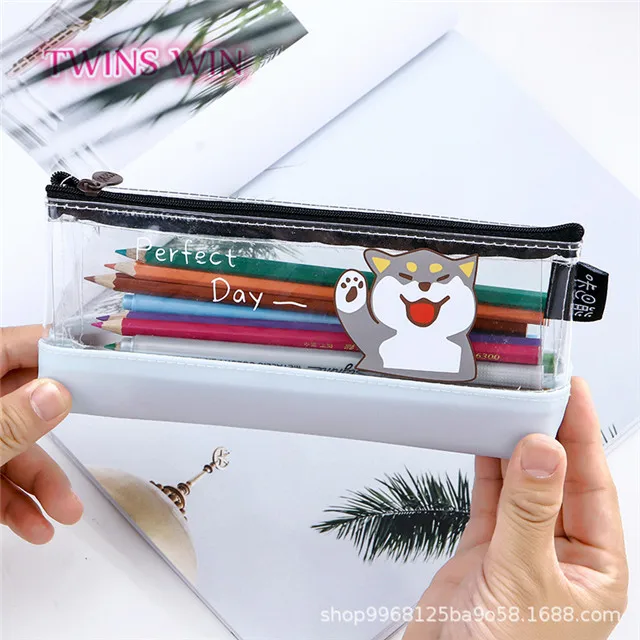 Wholesale Wholesale luxury pencil case transparent clear cartoon pencil  pouch pen case stationery pouch 1337 From m.