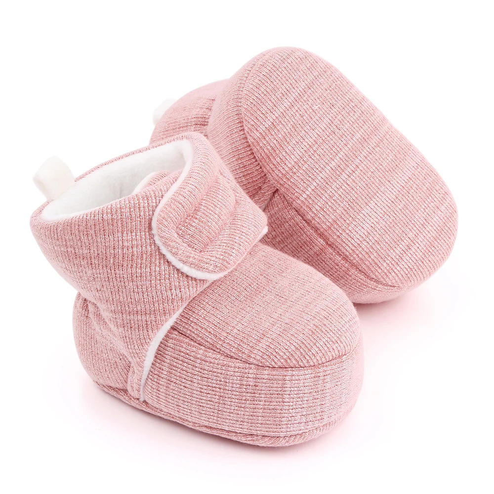 Solid Color Simple Cotton Baby Boots Soft Soled Toddler Shoes for Baby Boys and Girls in Winter factory