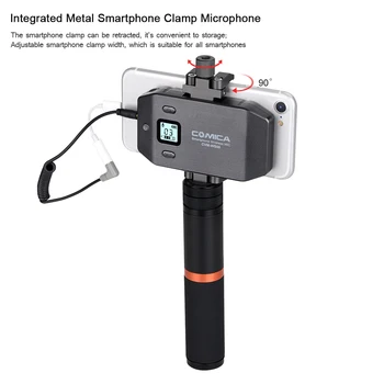 Light-weight Video Wireless Microphone Comica CVM-WS50(B) UHF 6 Channel Integrated Metal Smartphone Clamp Microphone detail image