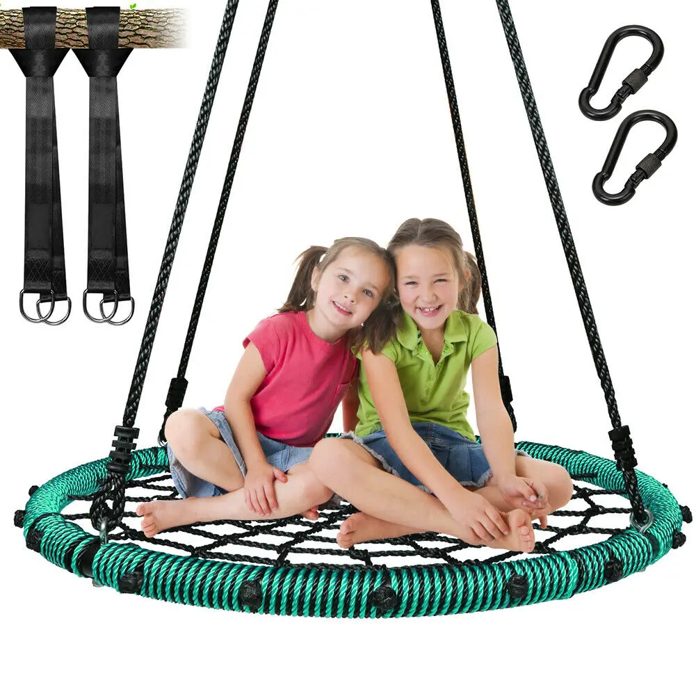 39 Inch Spider Web Tree Swing Outdoor Saucer Net Swing Platform  Backyard Round Flying Swing