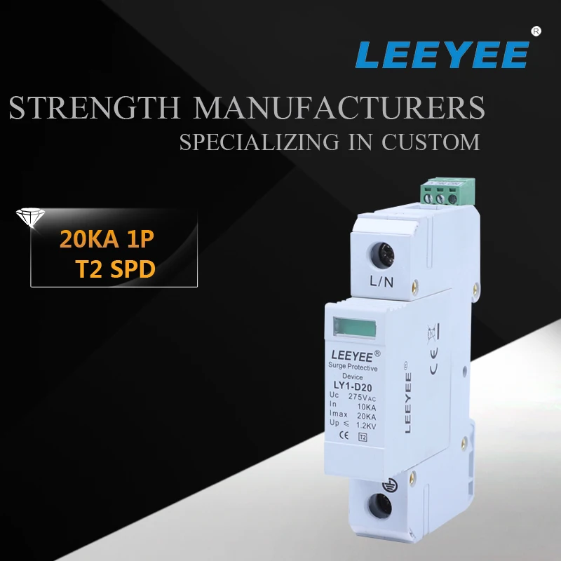 Pv spd Type 2 Single Pole 20ka 275v Power Surge Arrester for Europe
