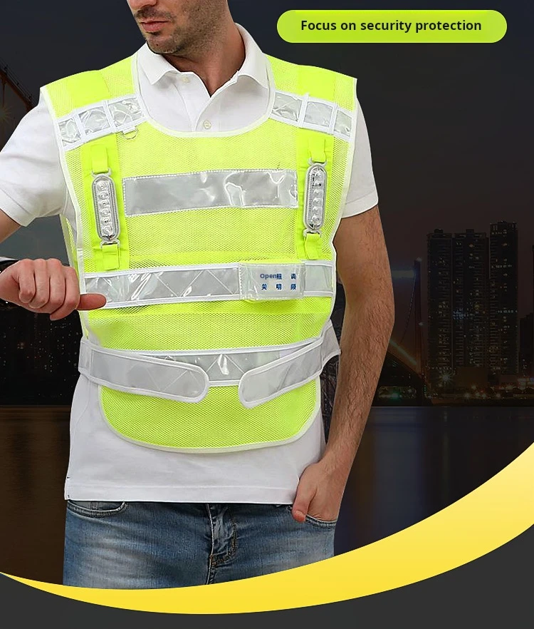 Custom logo printing reflective vest night LED flashing safety vest multi function reflective safety