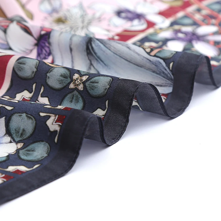 Квадратные шелковые шарфы с цифровой печатью на заказ, 100% шелковый шарф