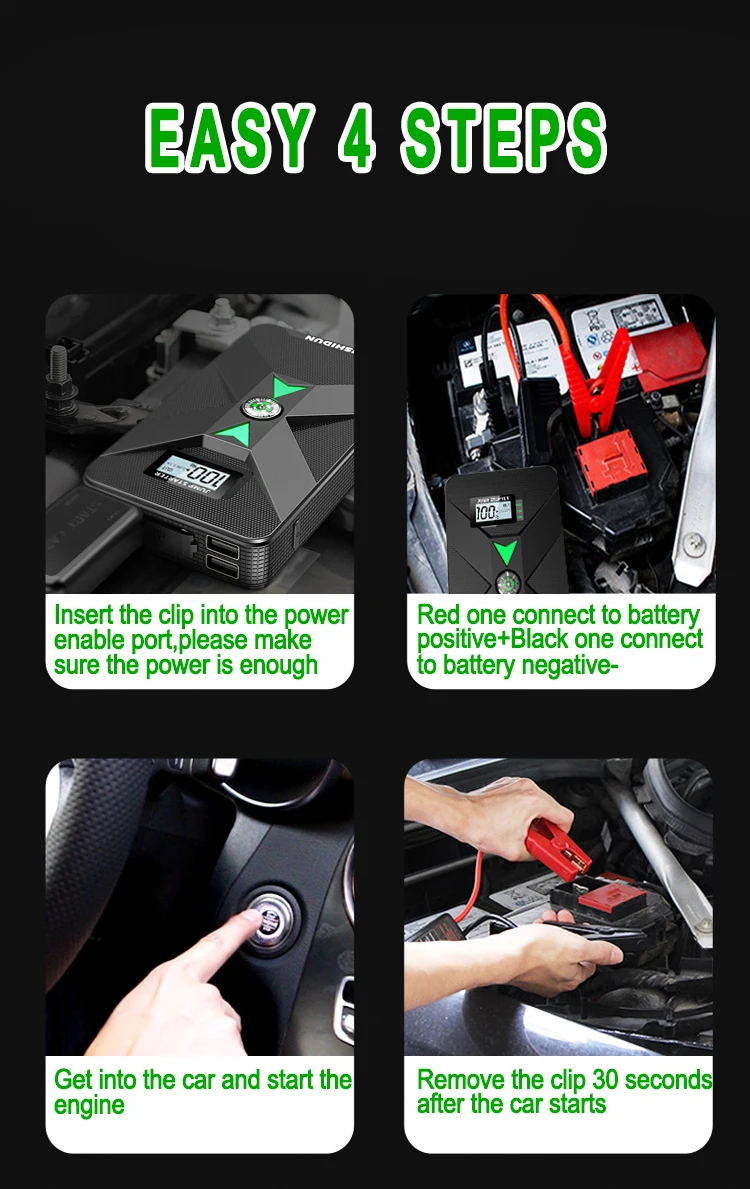 Jump Starter 8000mah 12v Car Jump Starter Auto Battery Booster Pack