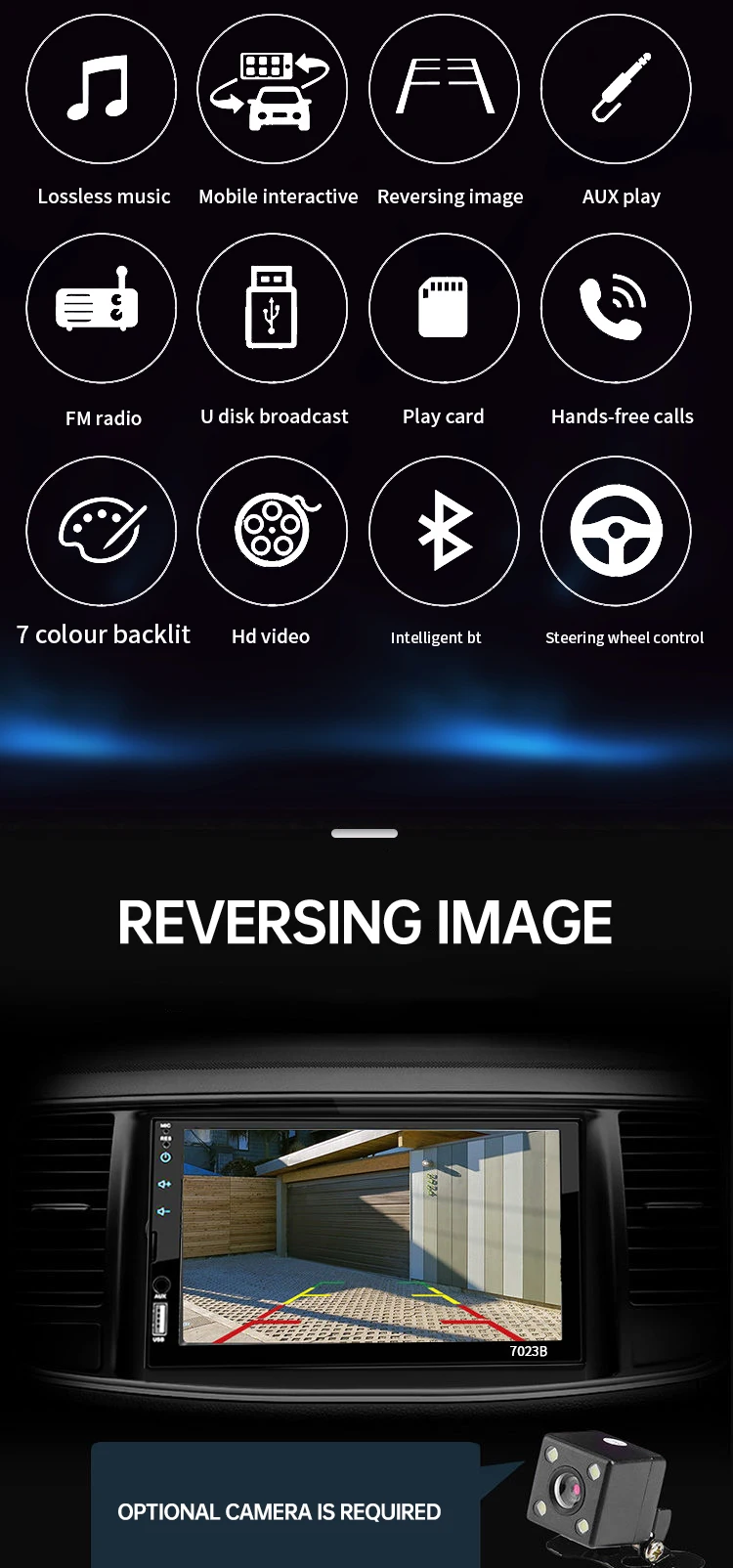 7 Inch Auto Electronic Full Touch Screen Double Din Bt/usb/gps Car