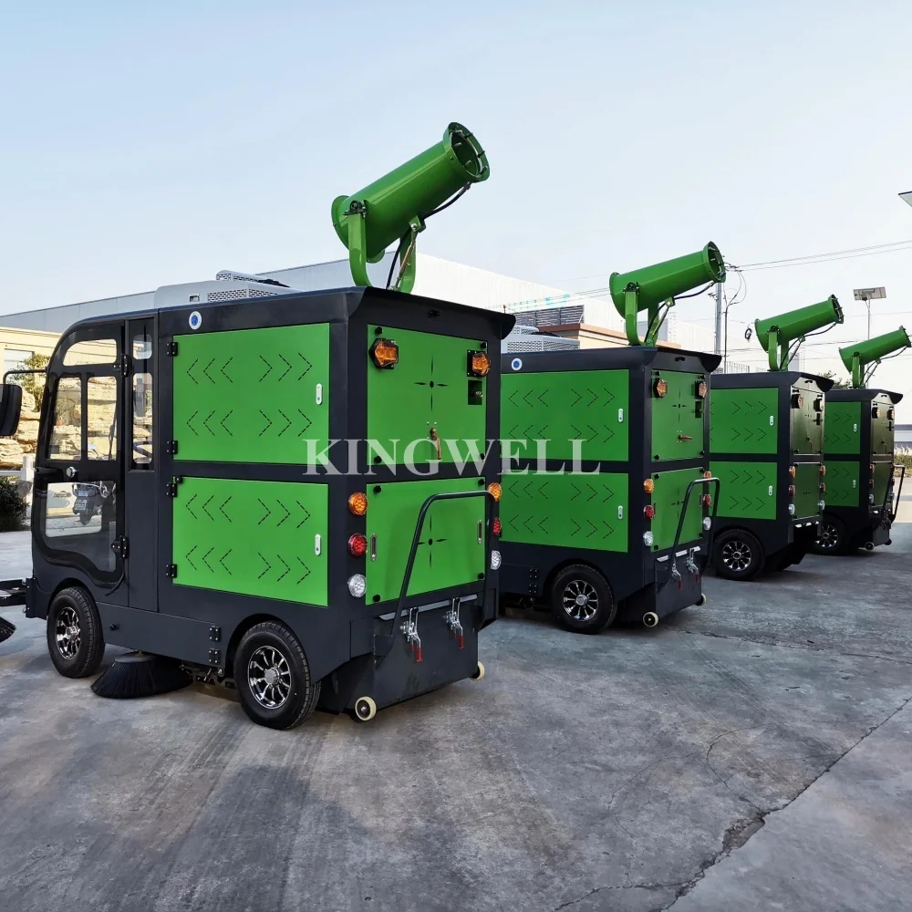 Automatic Garbage Sweeper Truck 4 Wheel Steering Cleaning Machine Closed Powered Road Sweeper Car With Water Spraying Function