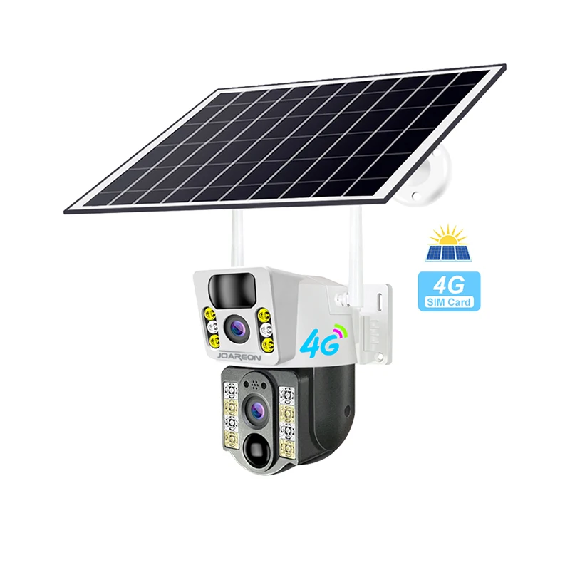 JOAREON New V380 Dual Len 4MP Solar Battery Powered Camera CCTV LTE SIM Card 4G IP PTZ Dual Lens Security Camera
