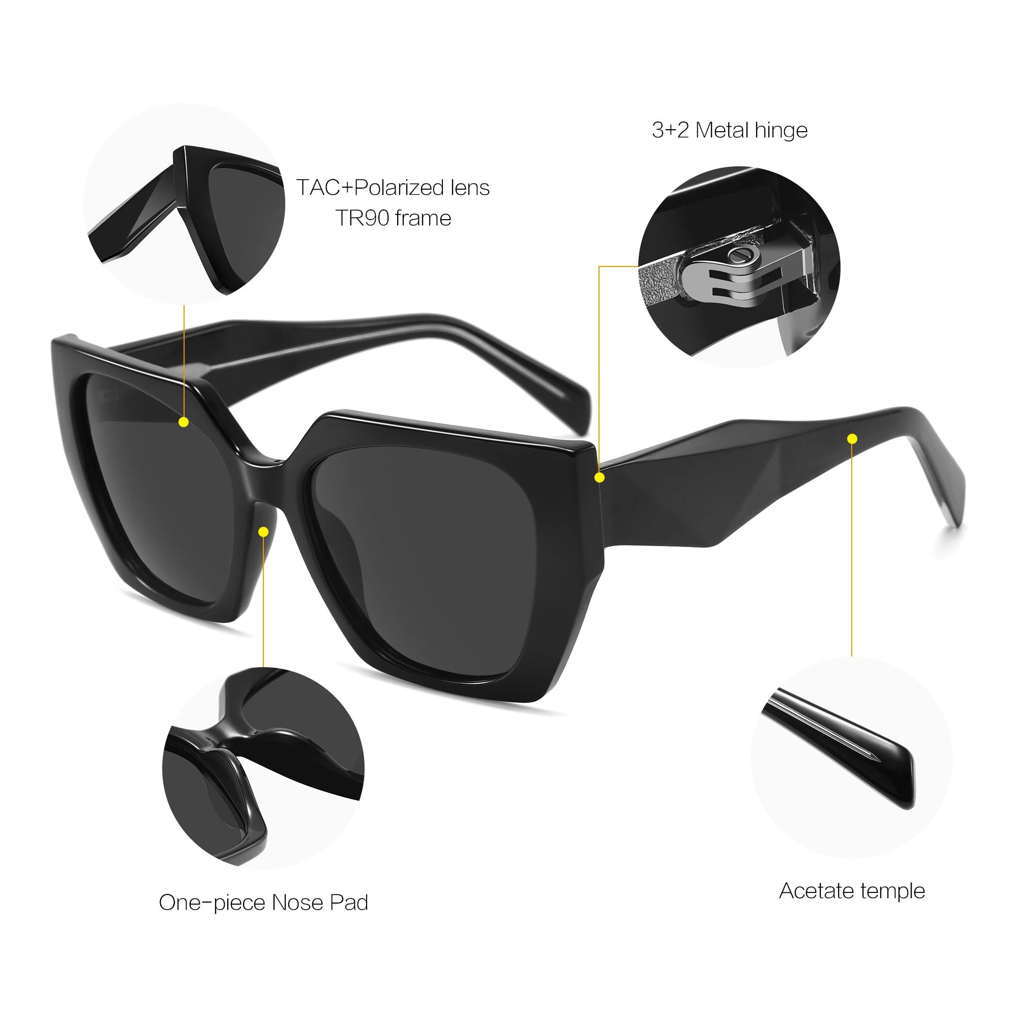 TR90 Thermoplastic Cat Eye Sunglasses with Polarized Lenses TR90 & Ultem Sunglasses | Yesglasses main image 3