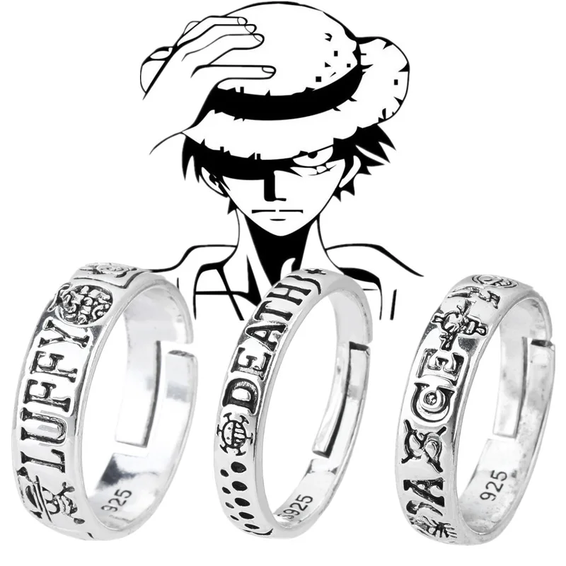 One Piece Ring Anime Rings for Men Boys Black Stainless Steel Spinner Ring  Straw | eBay