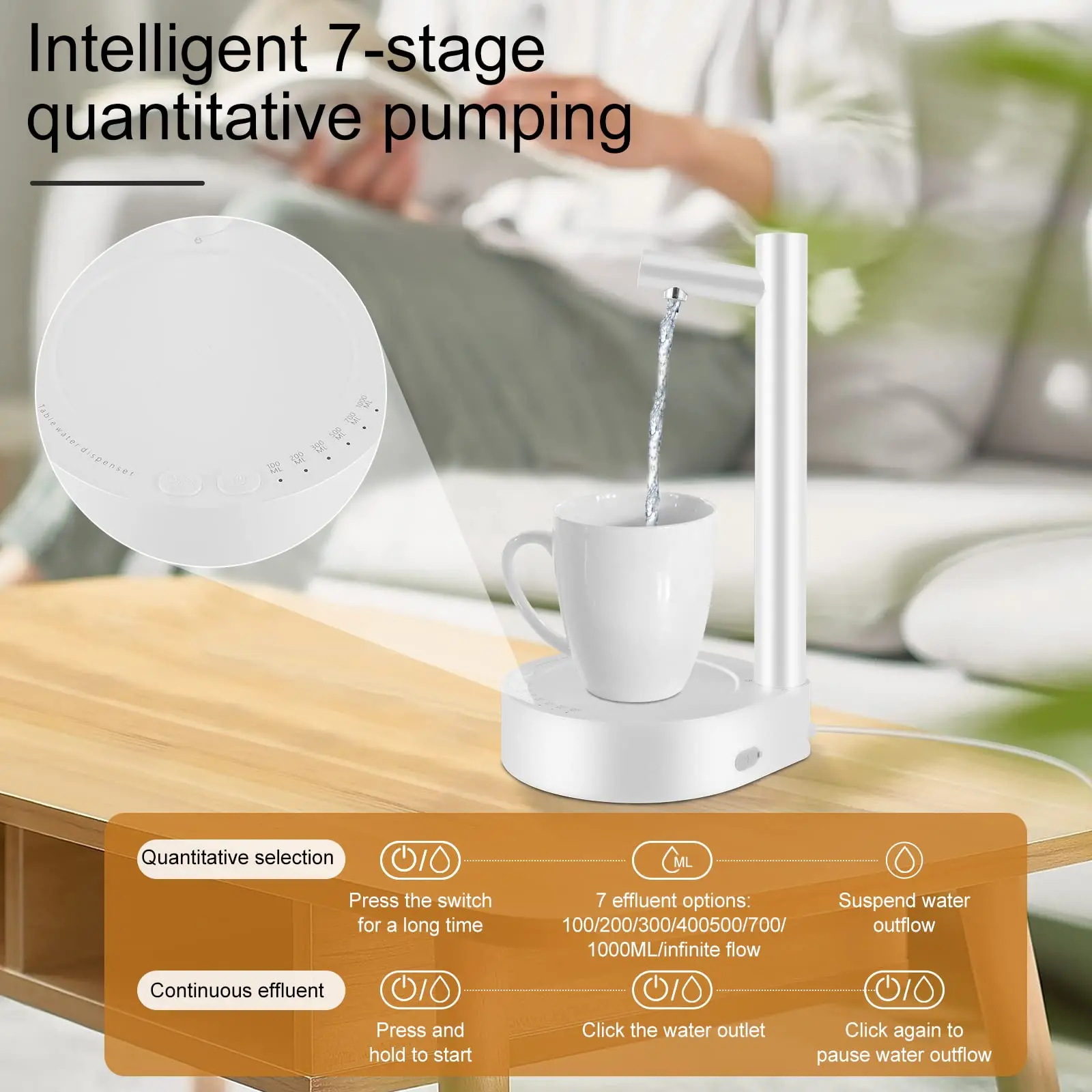 2023 Desk Smart Table Water Dispenser Portable Smart Table Water Bottle Pump Automatic Water