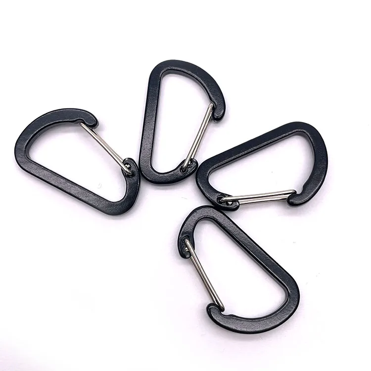 40mm 80mm Black Wire Gate Large Mini Aluminum Alloy Carabiner D Shape Black Clip Hook Keychain Carabiner