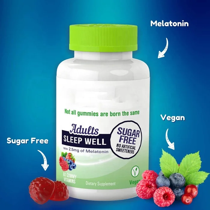 Фирменная марка, безсахаристая мелатонин для взрослых, органические жевательные резинки для сна