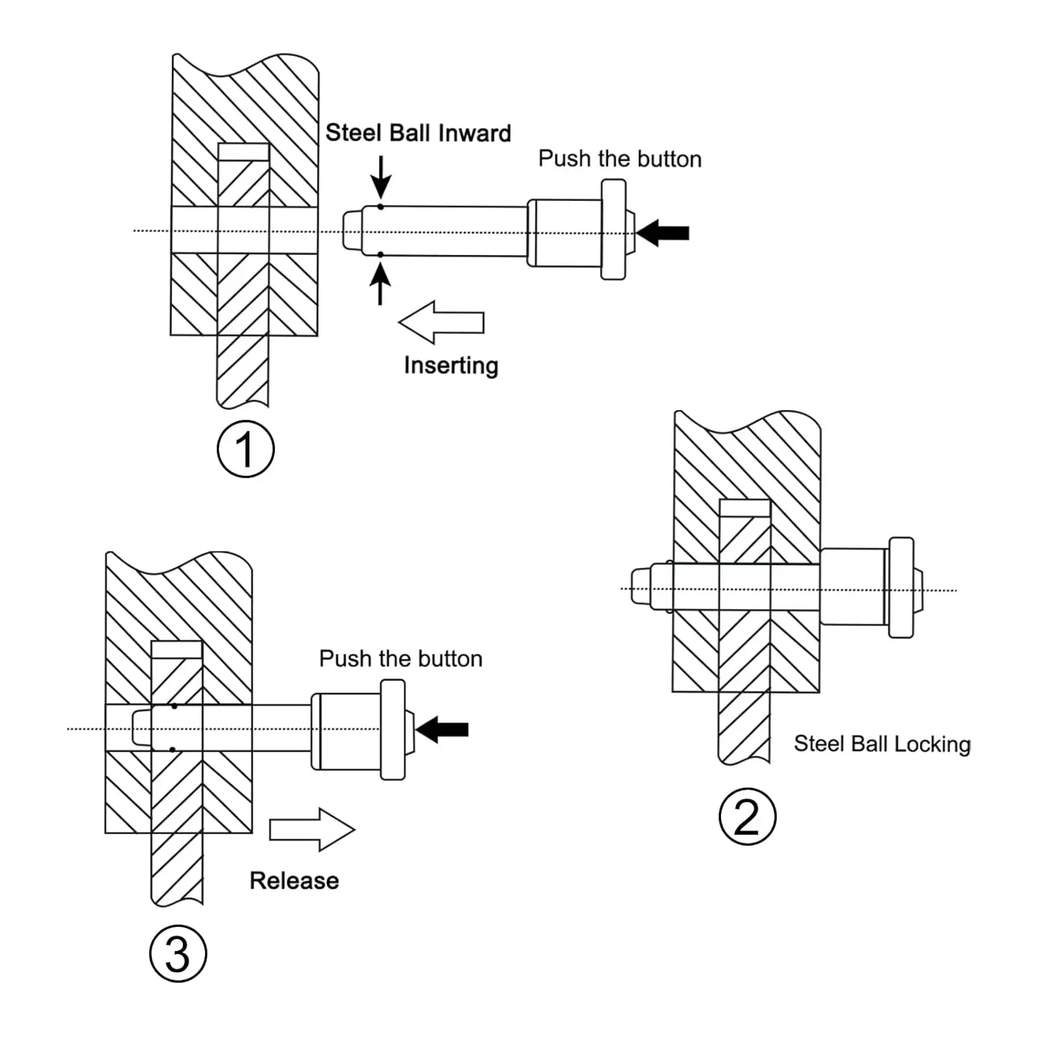 Find similar icon 304 Stainless Steel Quick Release Pin Ball Locking Push Button Pin 2